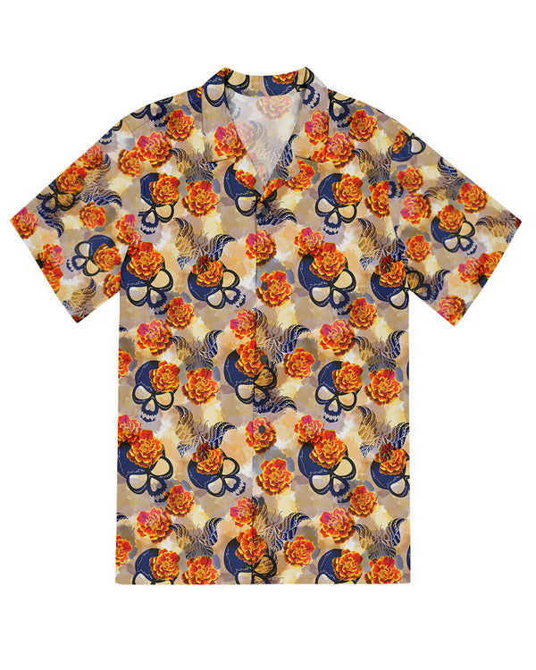 BLUMENMUSTER SCHMETTERLINGE UND SCHÄDEL HAWAIIHEMD  - TLTW0104254